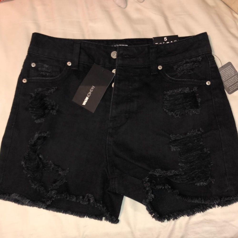 Black Distressed Shorts